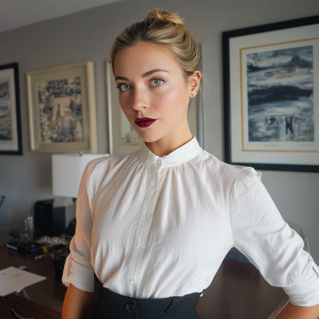 Une femme debout dans un salon | Source : Midjourney