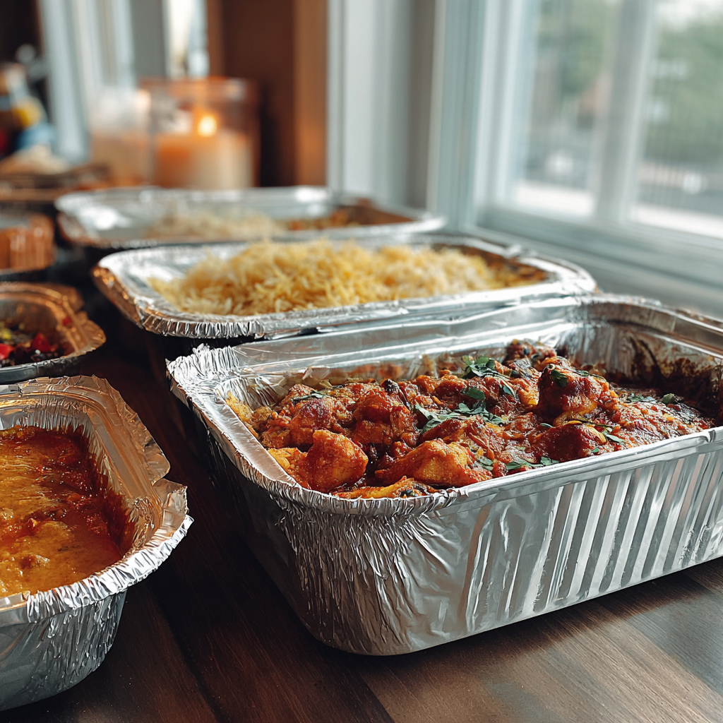 Des plats à emporter sur un comptoir | Source : Midjourney
