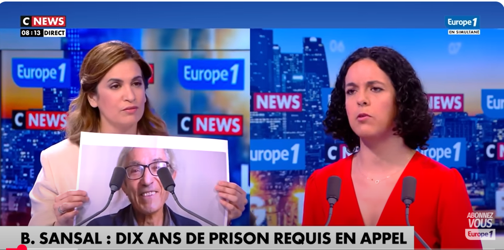 Sonia Mabrouk et Manon Aubry dans La Grande Interview sur CNews | Source : capture YouTube LaGrandeInterview