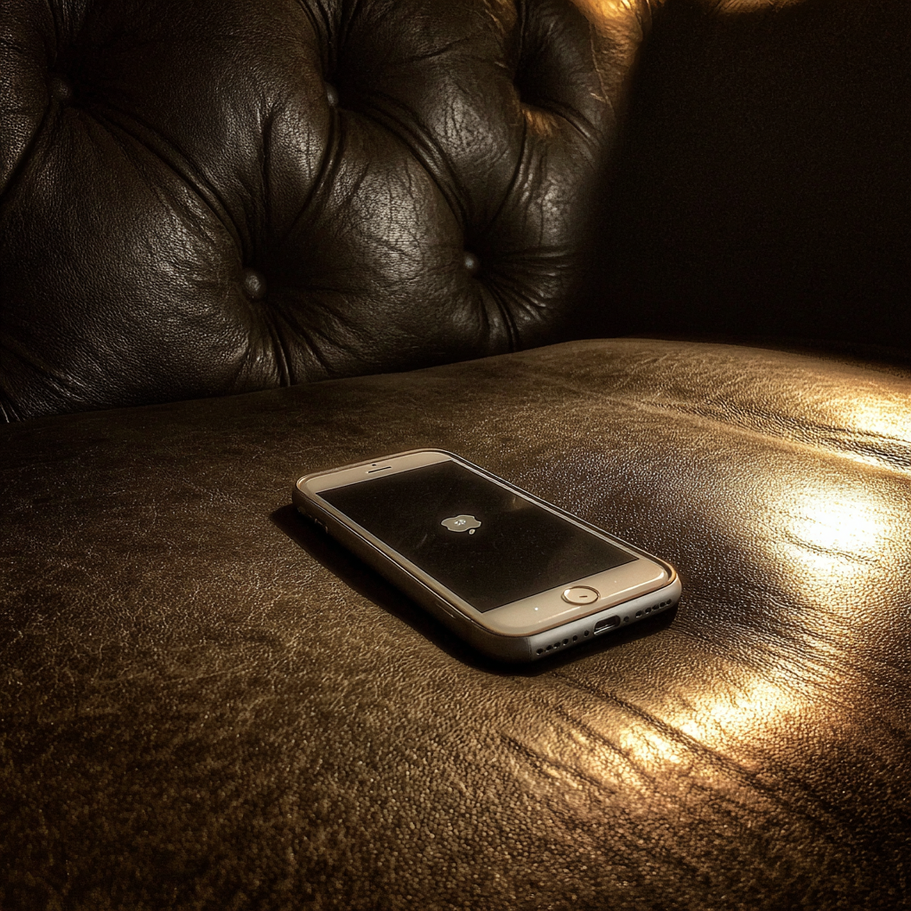 Un téléphone portable sur un canapé | Source : Midjourney