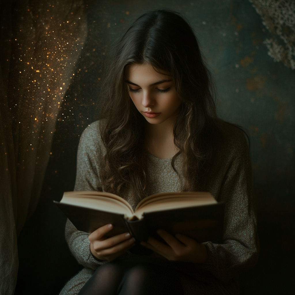Une femme lisant un livre | Source : Midjourney