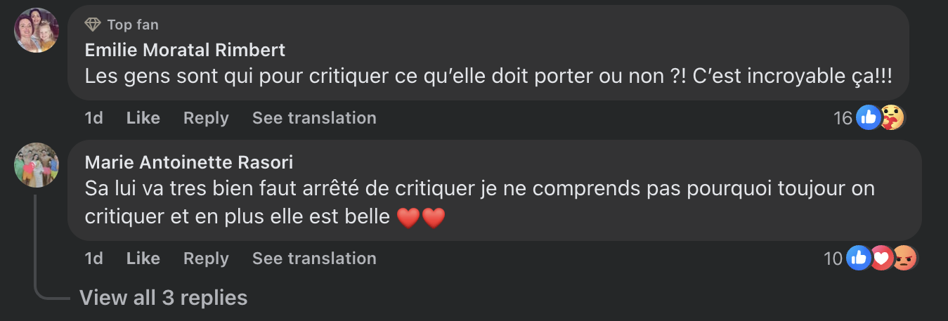Commentaires des internautes sur la tenue d'Helena | Source : facebook.com/GossipRoom