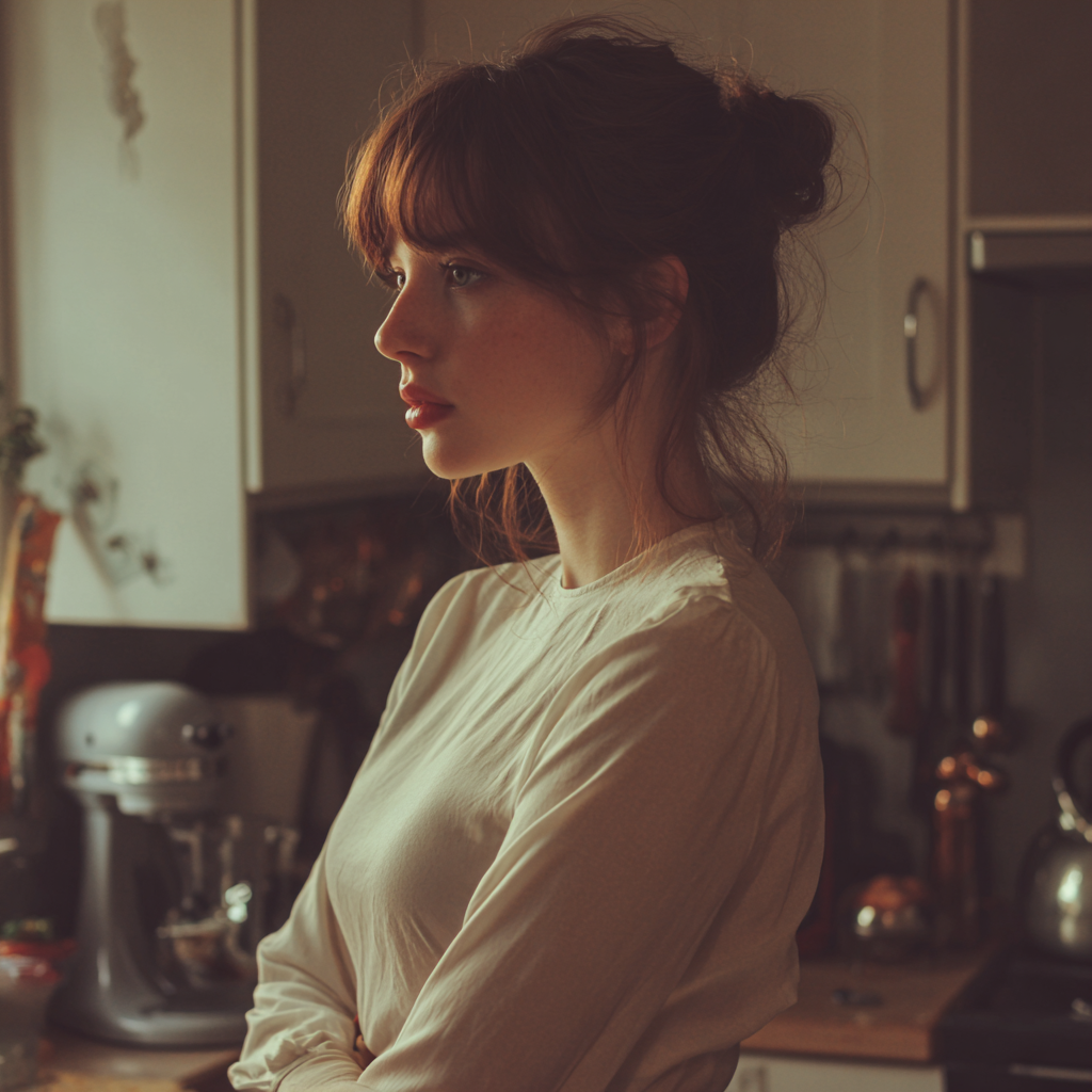 Une femme debout dans une cuisine | Source : Midjourney
