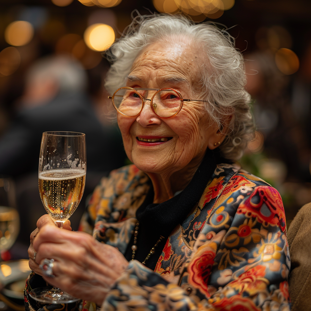Une grand-mère qui porte un toast | Source : Midjourney