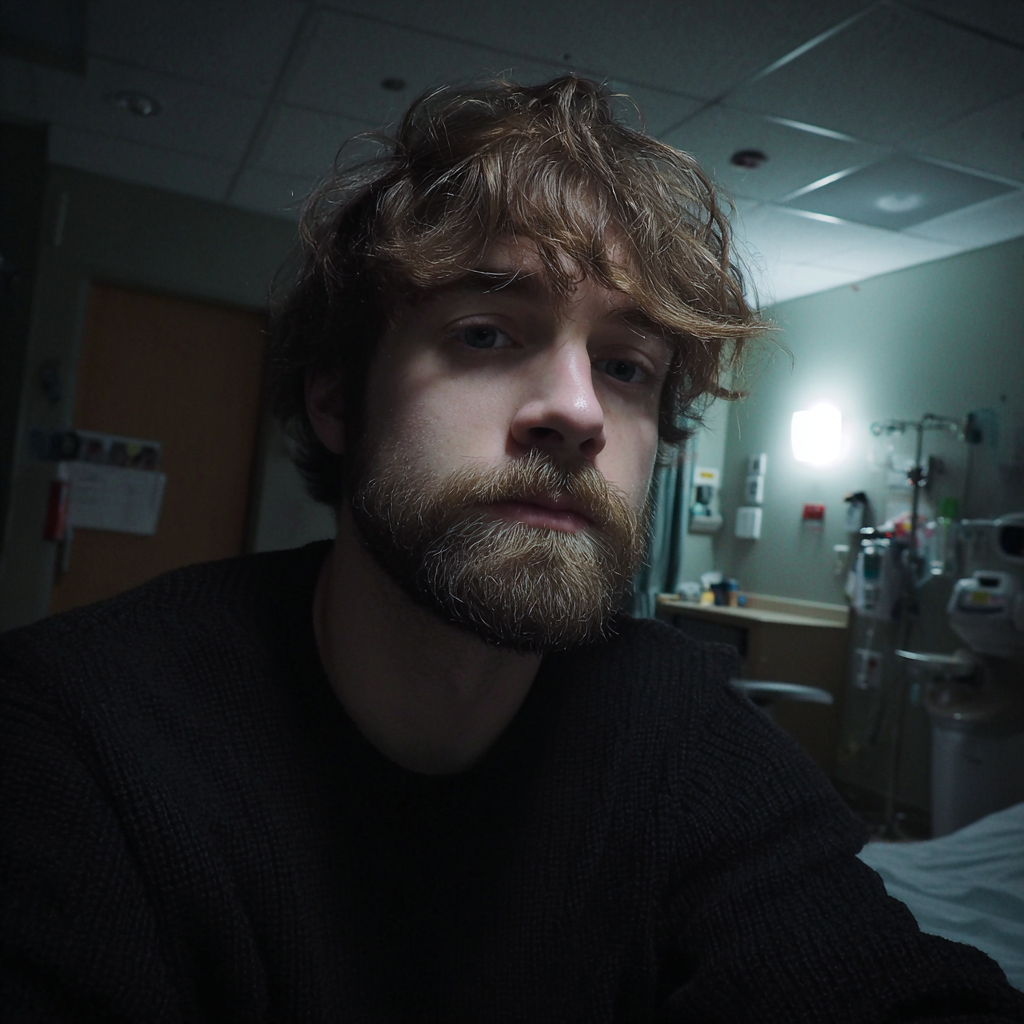 Un homme pensif debout dans une chambre d'hôpital | Source : Midjourney