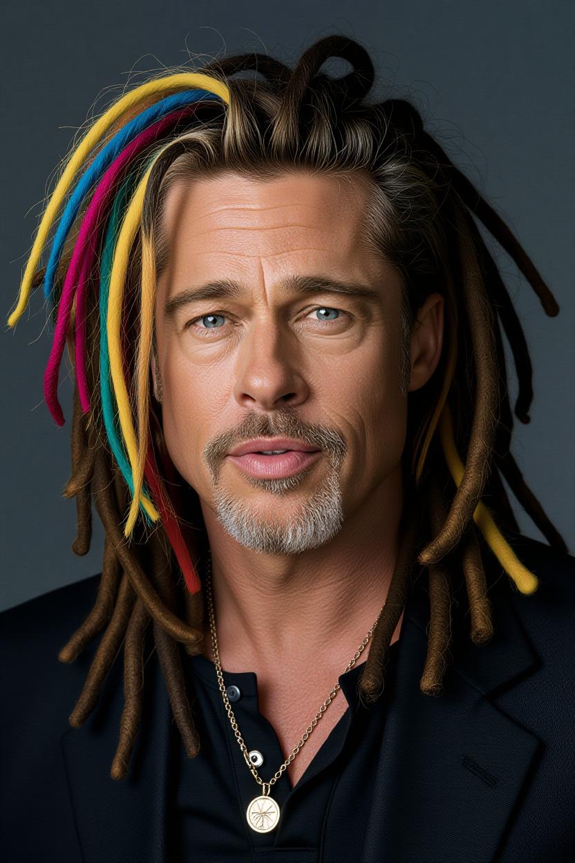 Une image de Brad Pitt générée par l'IA avec une coiffure différente | Source : Grok