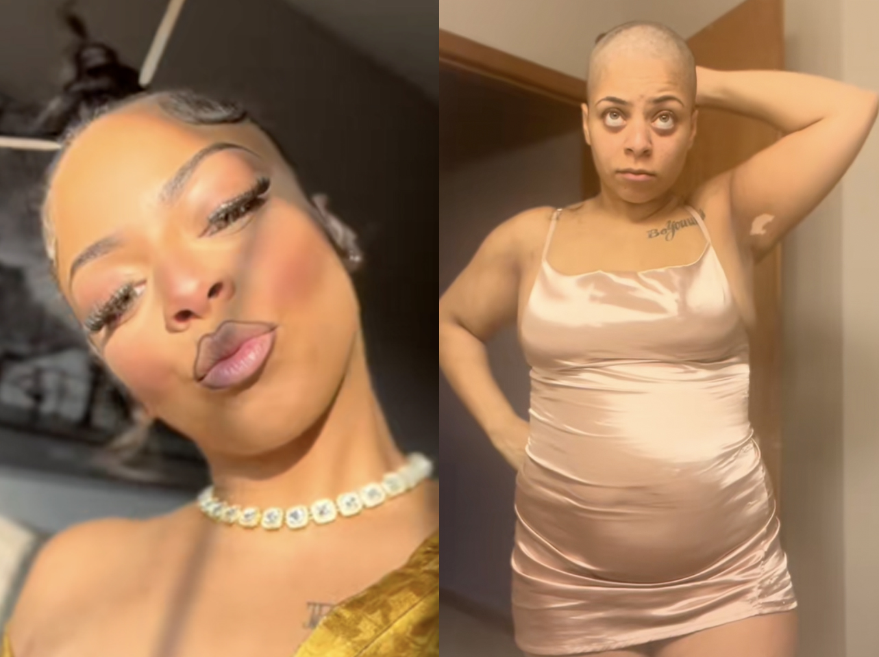 Photos avant et après d'une TikTokeuse : célibataire ou en couple. | Source : TikTok/giavanni.gabrielle