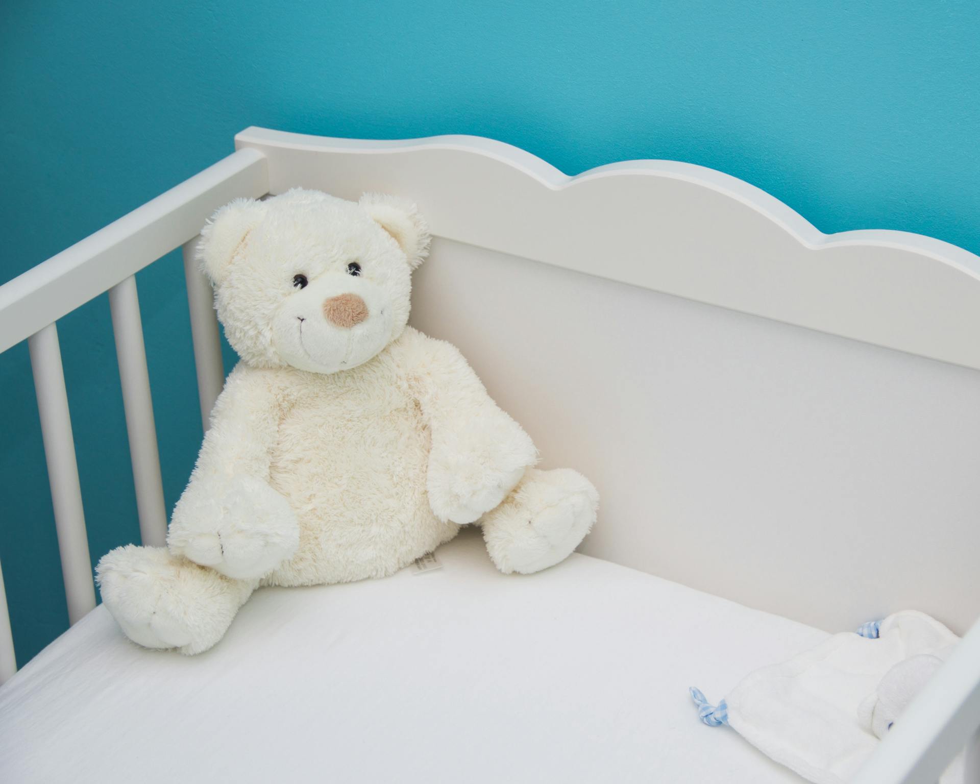 Un ours en peluche couché dans un berceau de bébé | Source : Pexels