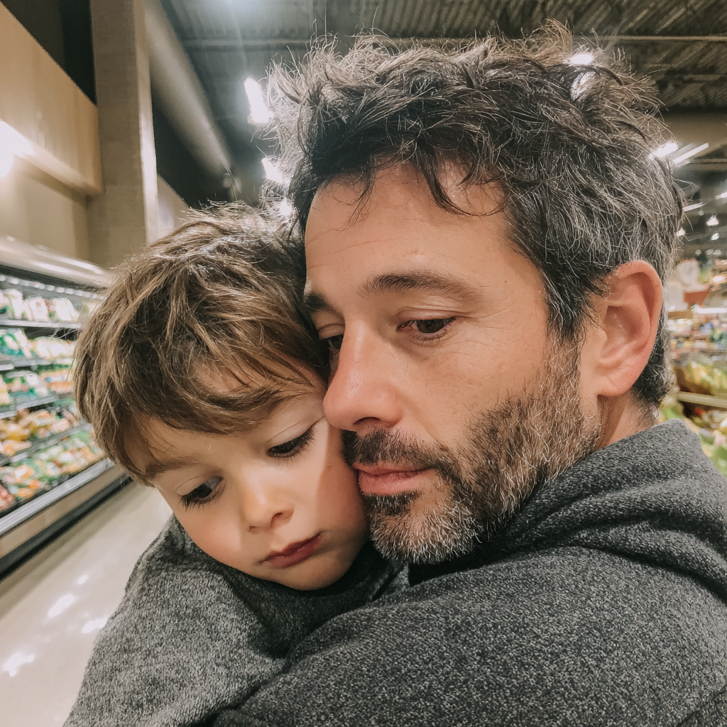 Un homme avec un pull gris | Source : Midjourney