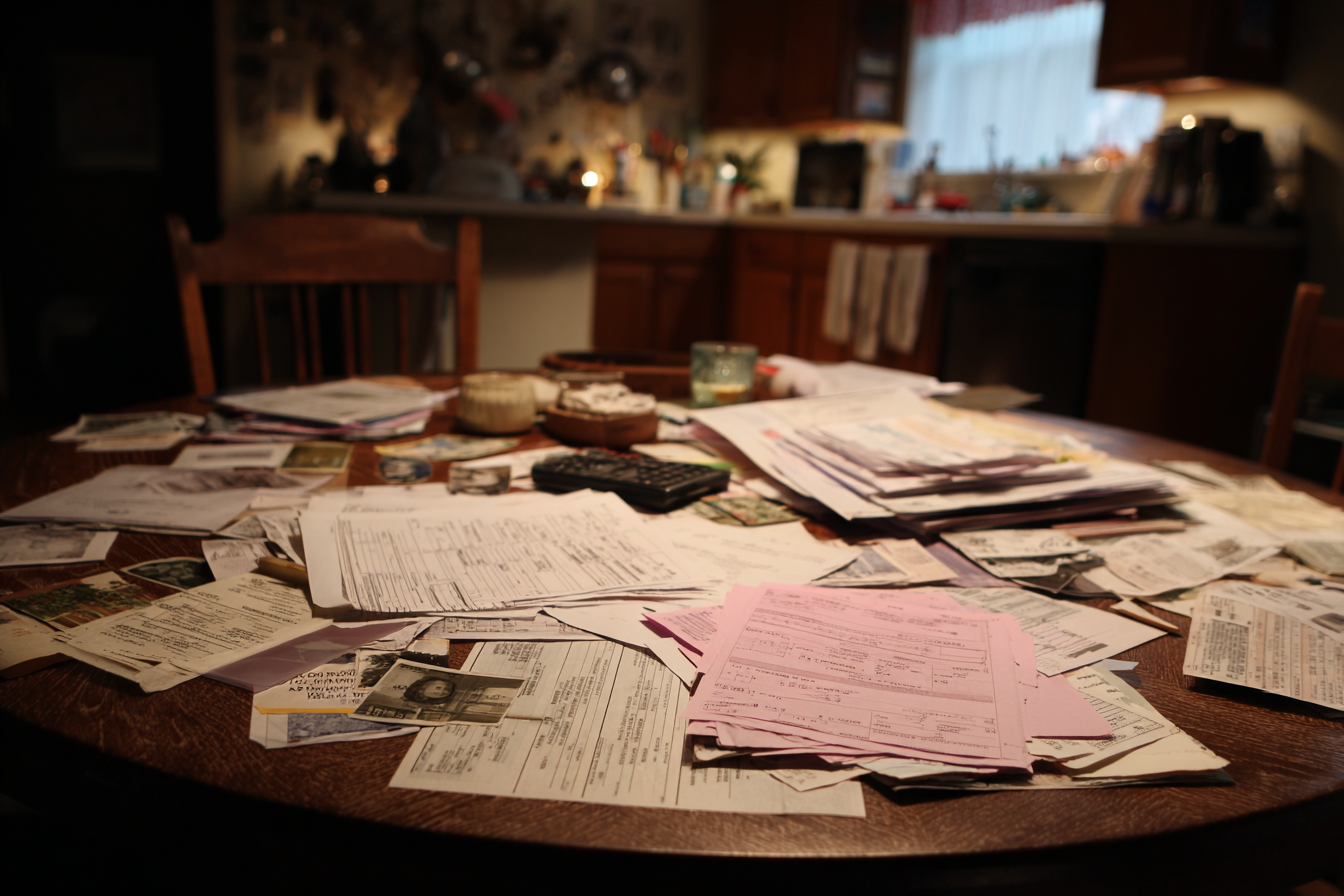 Papiers éparpillés sur une table | Source : Midjourney
