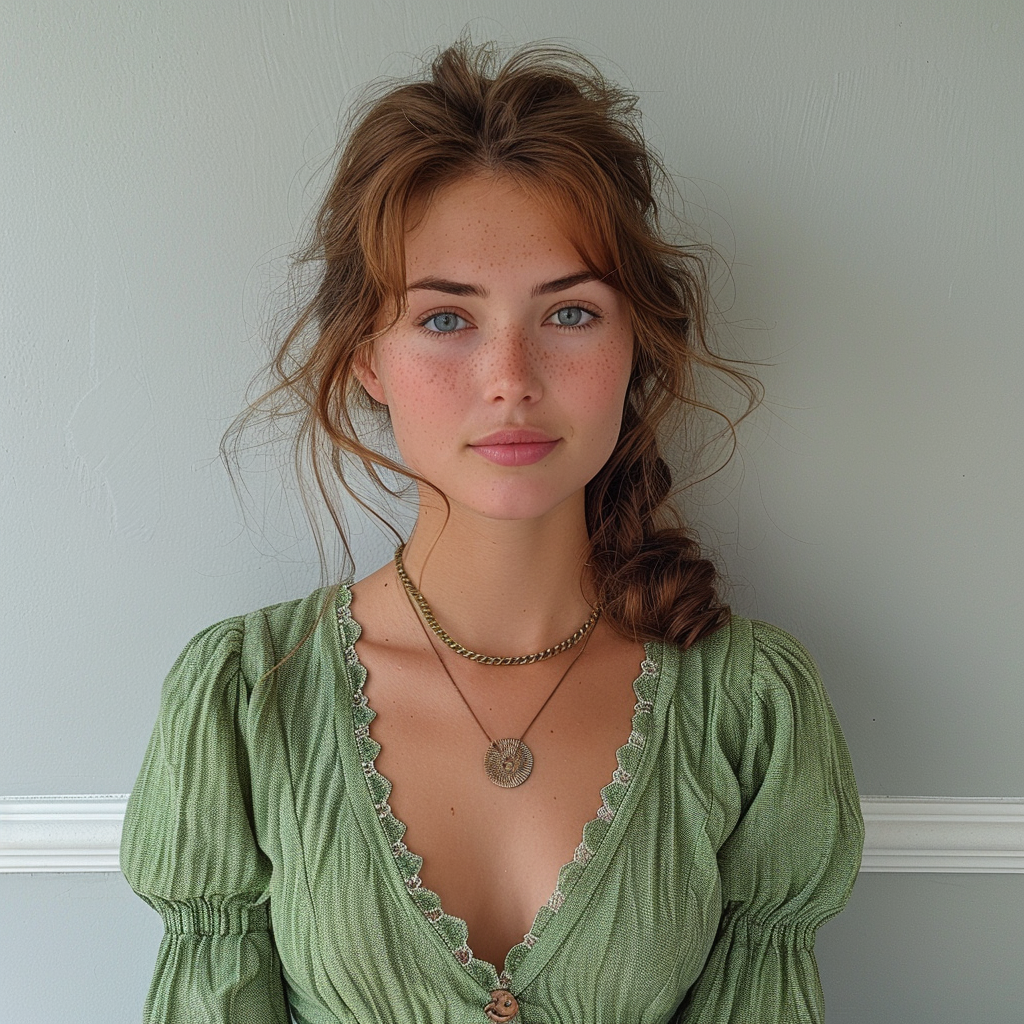 Une femme portant une robe verte | Source : Midjourney