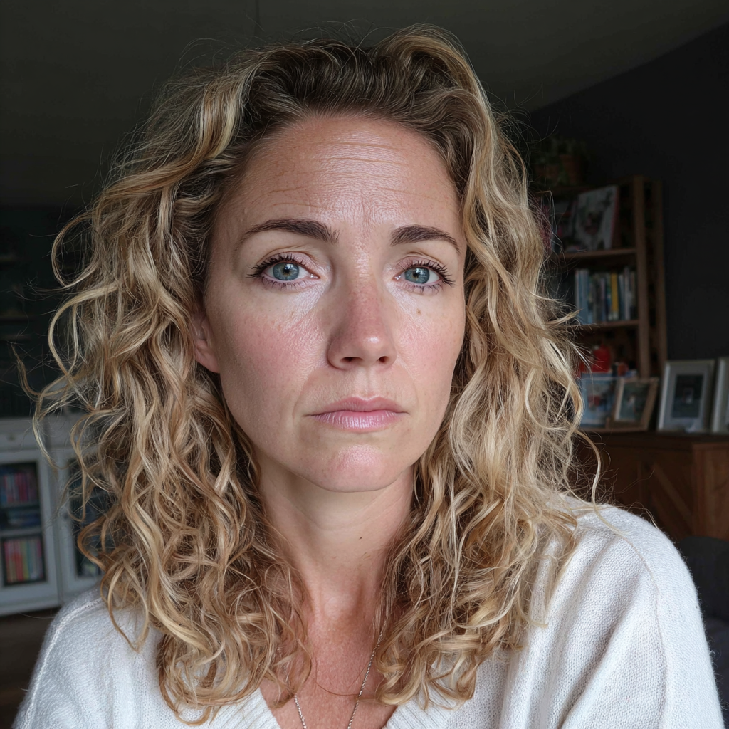 Une femme pensive debout dans un salon | Source : Midjourney