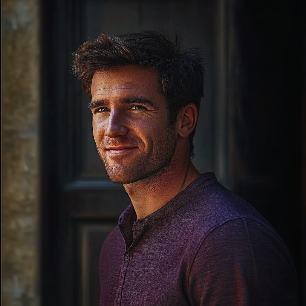 Un jeune homme souriant chaleureusement | Source : Midjourney