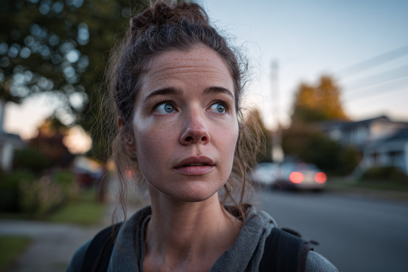 Une femme debout dans la rue | Source : Midjourney