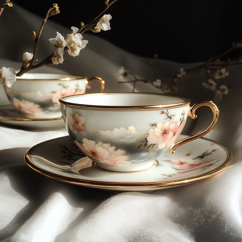 Une tasse à thé bordée d'or | Source : Midjourney