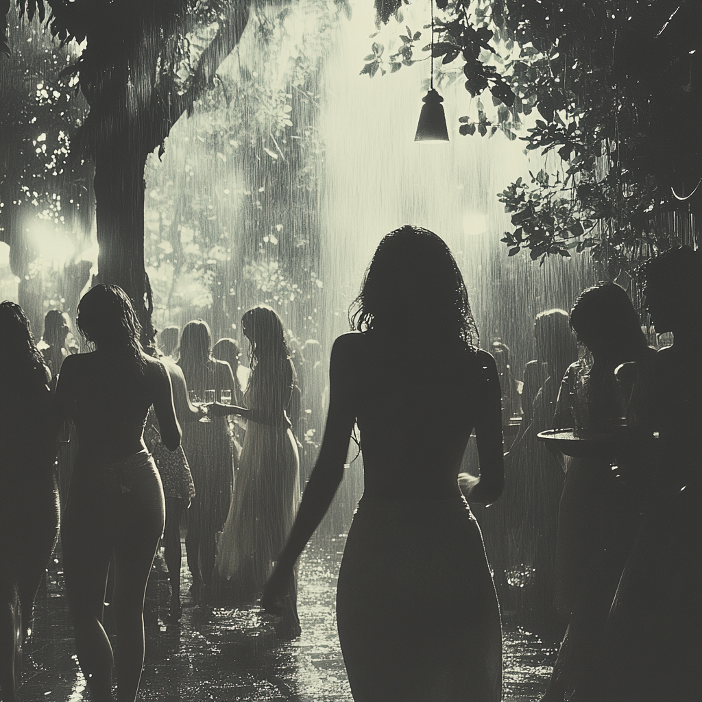 Des gens à une fête trempée | Source : Midjourney