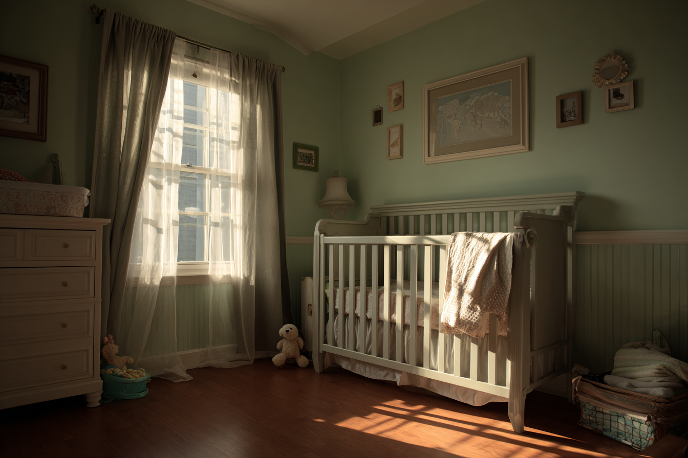 Une chambre d'enfant avec des murs verts | Source : Midjourney