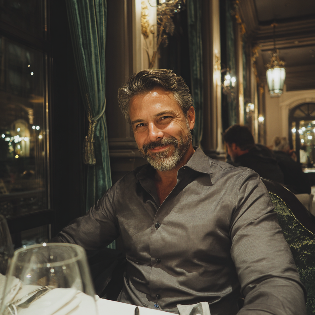 Un homme portant une chemise grise | Source : Midjourney