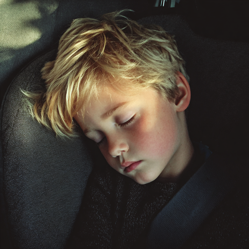Un petit garçon qui dort dans une voiture | Source : Midjourney