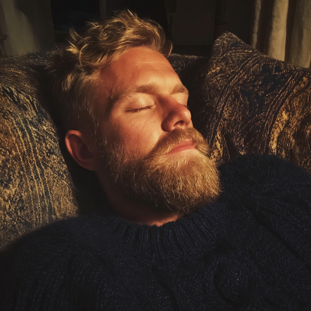 Un homme qui dort sur un canapé | Source : Midjourney