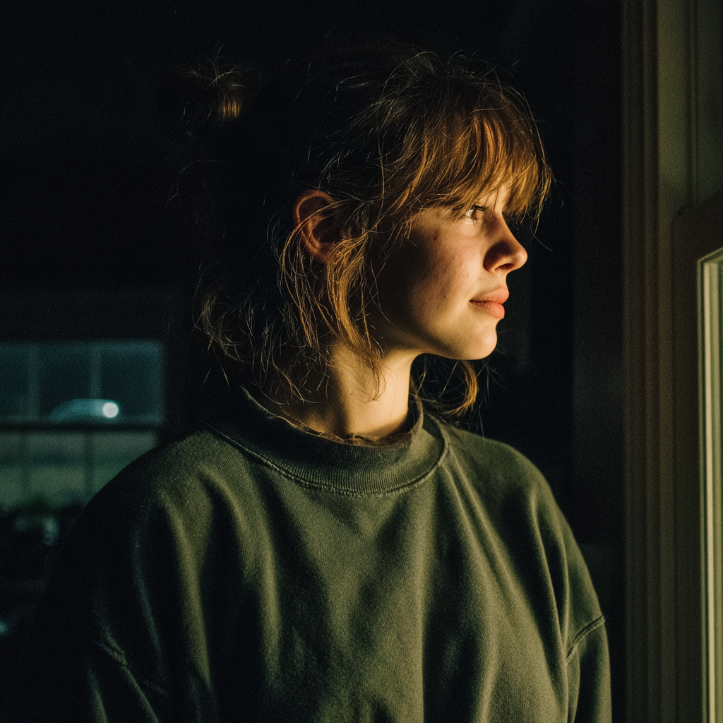 Une adolescente qui regarde par la fenêtre | Source : Midjourney