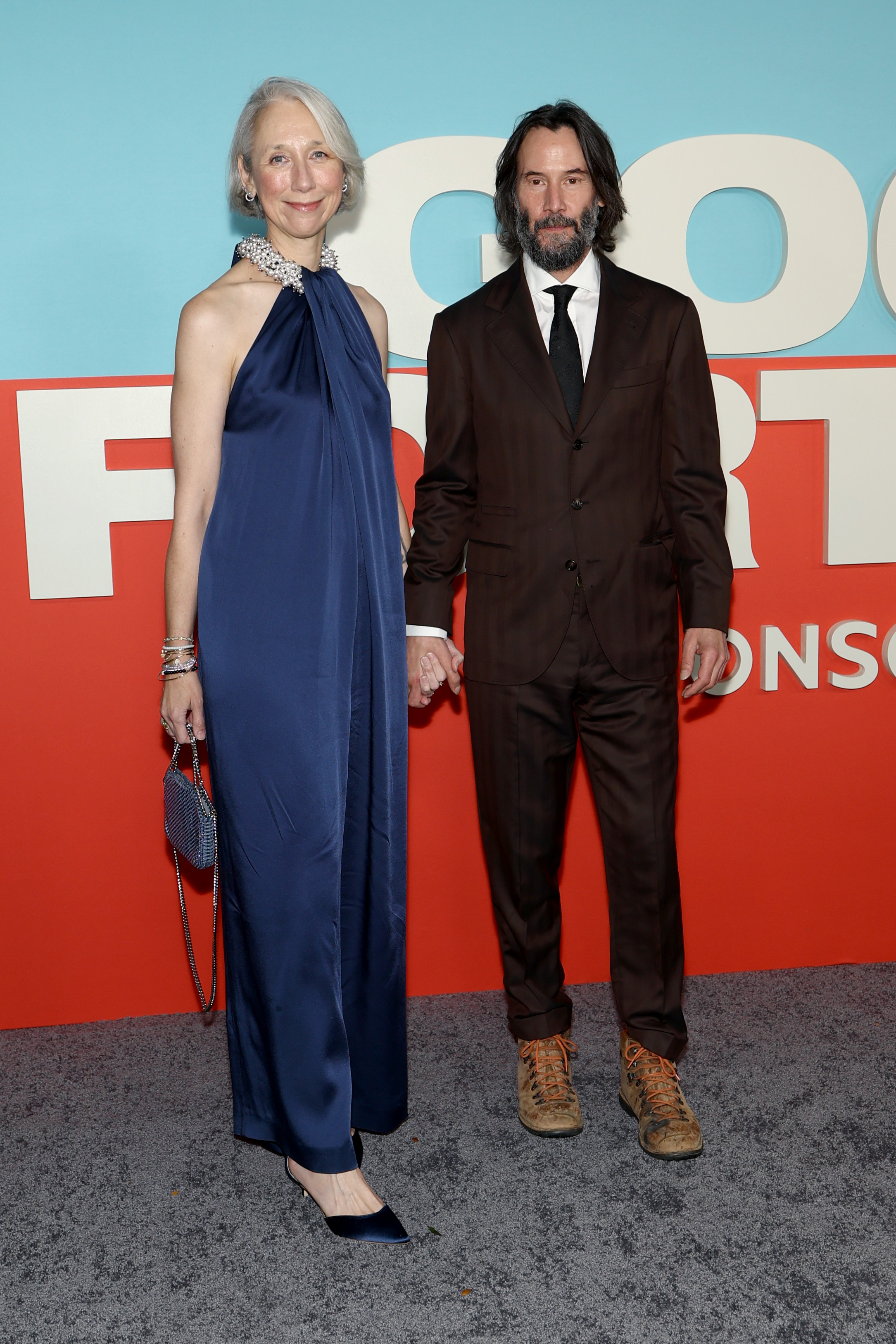 Alexandra Grant et Keanu Reeves lors de la projection du film « Good Fortune » à New York, le 13 octobre 2025. | Source : Getty Images