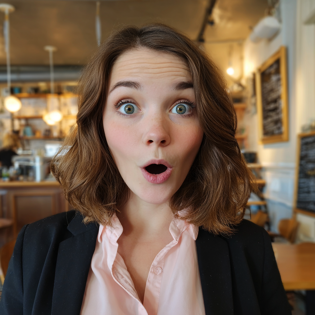 Une femme choquée dans un café | Source : Midjourney