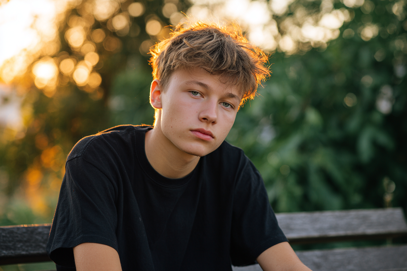 Un adolescent assis à l'extérieur | Source : Midjourney