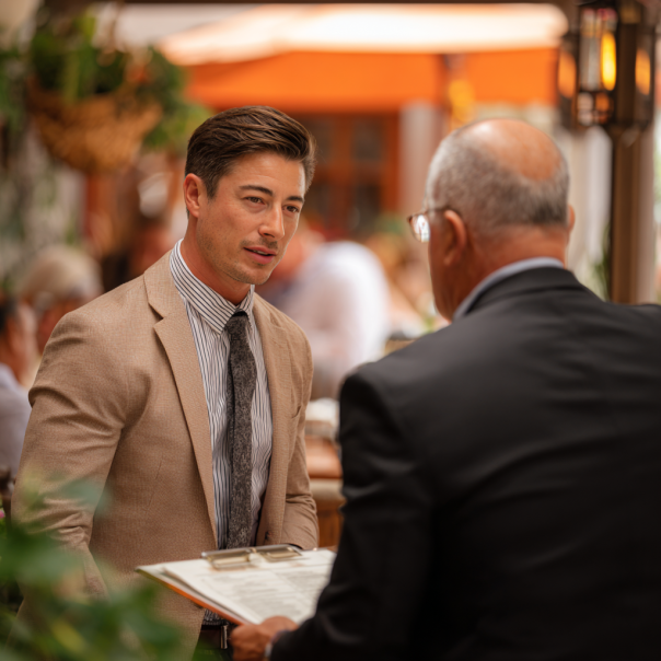 Un homme qui discute avec le gérant d'un restaurant | Source : Midjourney