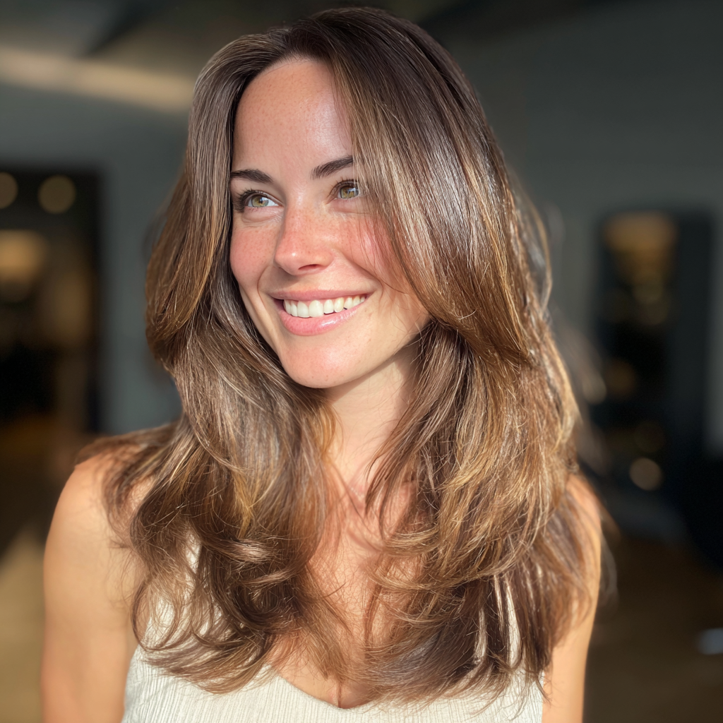 Une femme souriante portant une robe blanche | Source : Midjourney