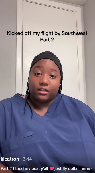Bien qu'elle ait été réacheminée sur un autre vol, Catron a déclaré qu'elle était déterminée à partager son histoire afin que d'autres personnes dans la même situation sachent qu'elles ne sont pas seules. | Source : TikTok/@lilcatron