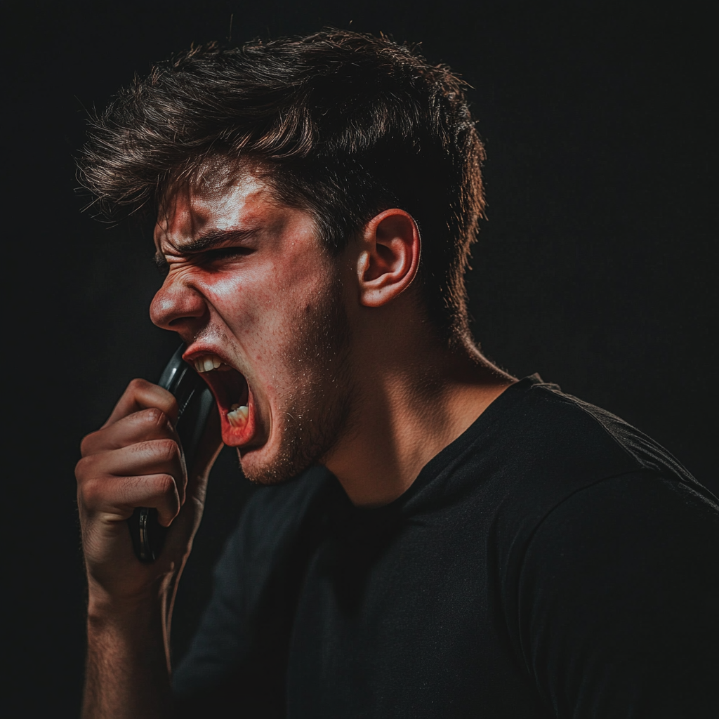 Un homme en colère au téléphone | Source : Midjourney