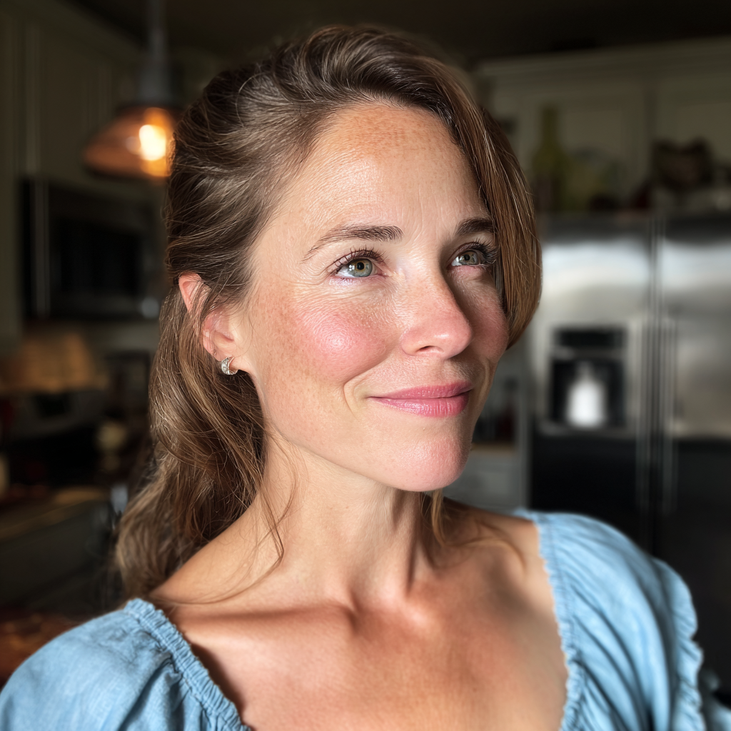 Une femme souriante debout dans une cuisine | Source : Midjourney