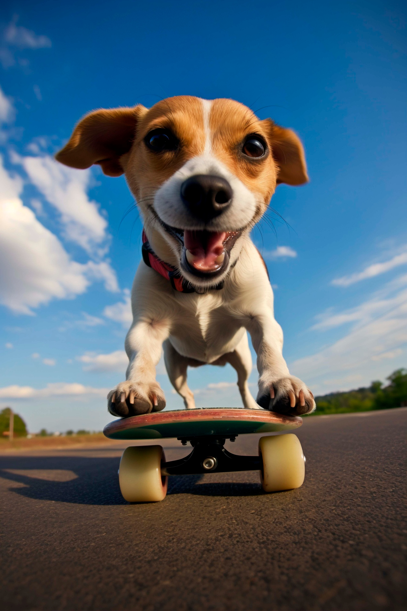 Gros plan d'un chien sur un skateboard | Source : Freepik
