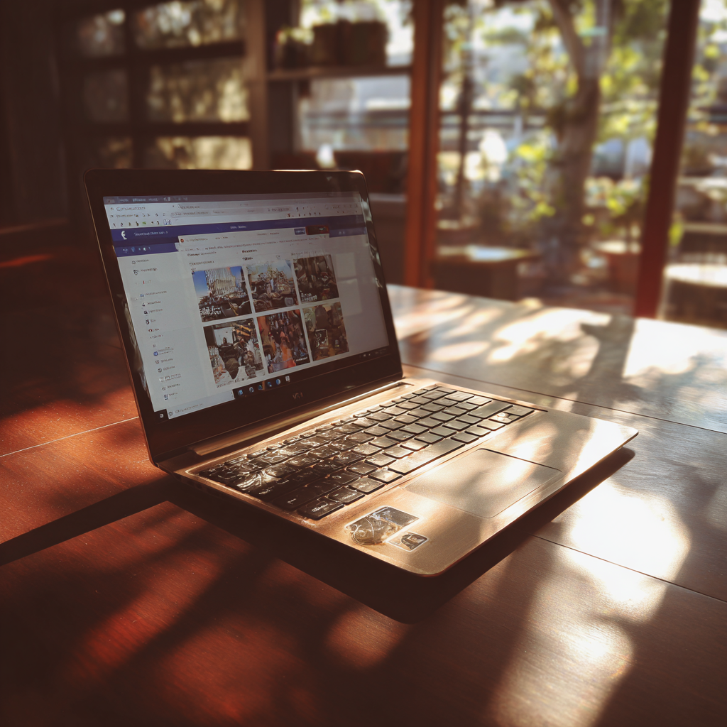 Un ordinateur portable ouvert sur Facebook | Source : Midjourney