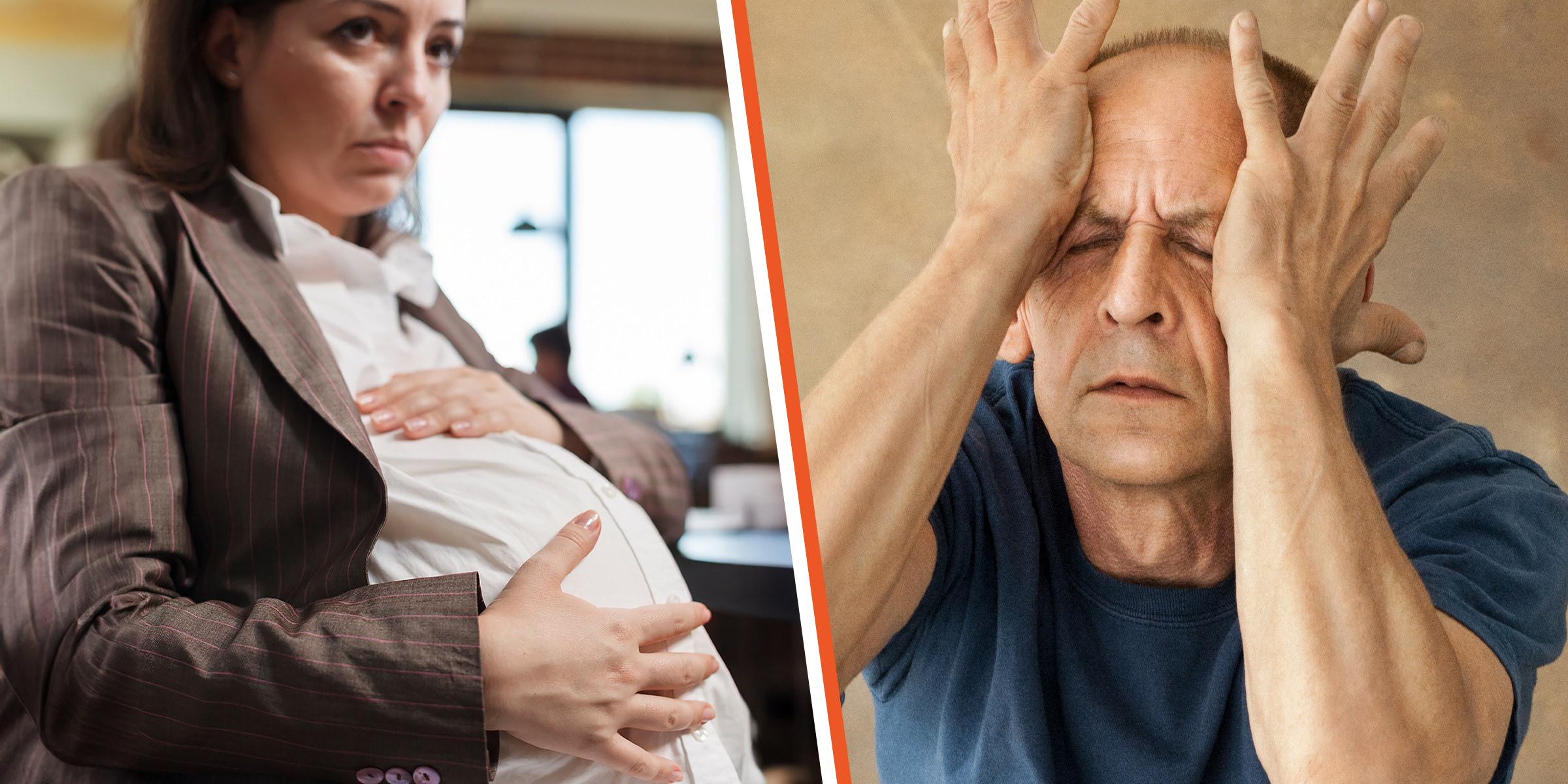 Une femme enceinte et un homme plus âgé effrayé | Source : Freepik