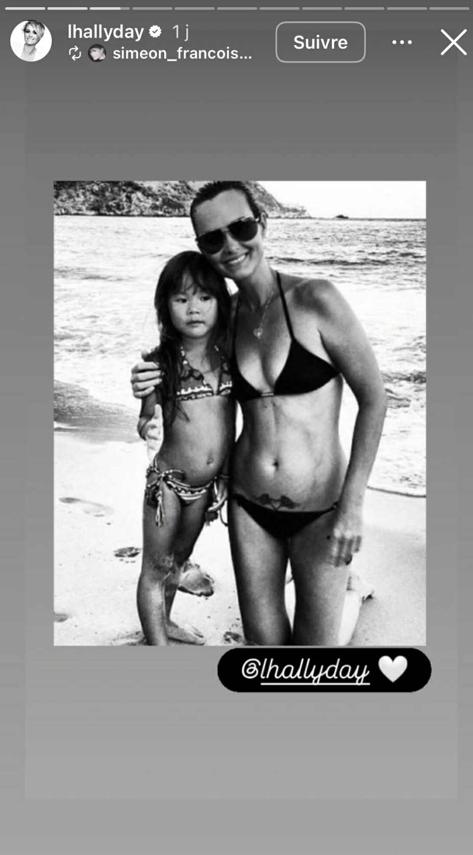 Capture d'écran d'une story : Source instagram.com/lhallyday/?hl=fr