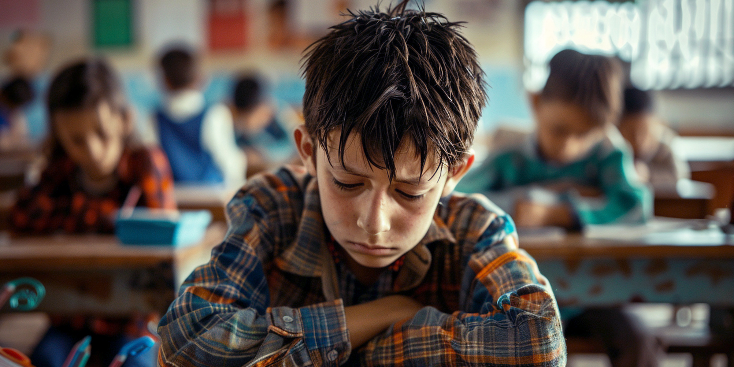 Un garçon triste dans une salle de classe | Source : Amomama