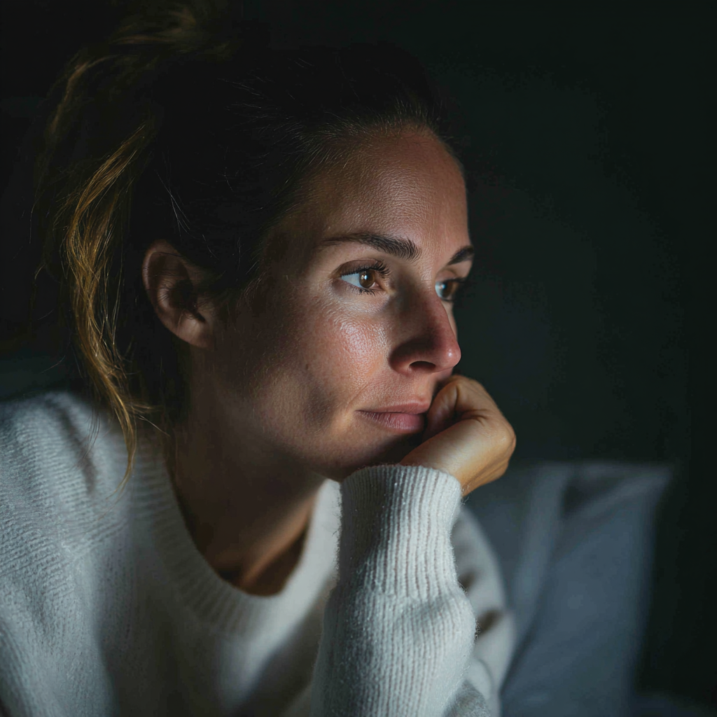 Une femme portant un pull blanc | Source : Midjourney