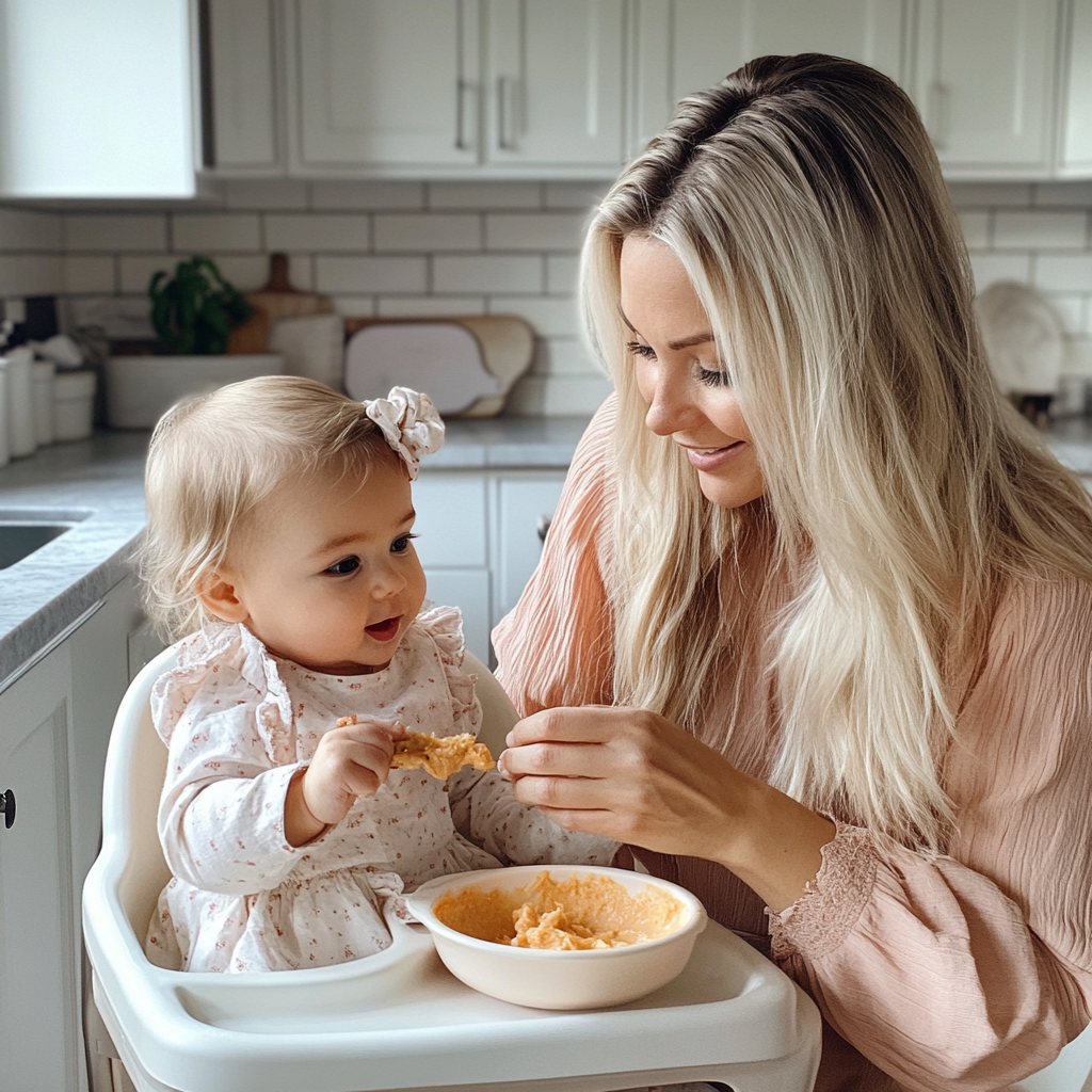 Une femme qui nourrit un bébé | Source : Midjourney