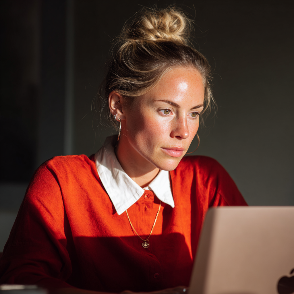 Une femme travaillant sur son ordinateur portable | Source : Midjourney