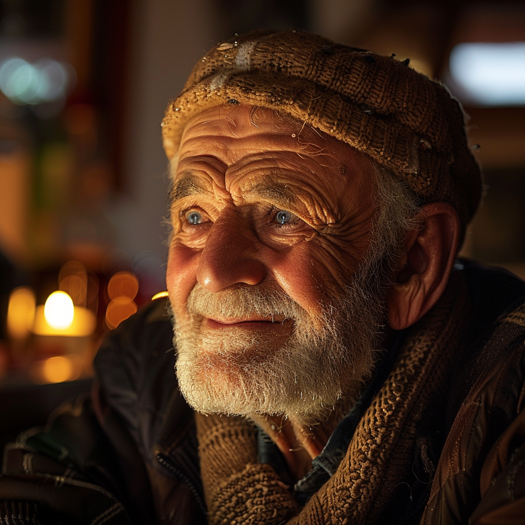 Un homme âgé aux yeux larmoyants qui en disent long sur sa douleur | Source : Midjourney