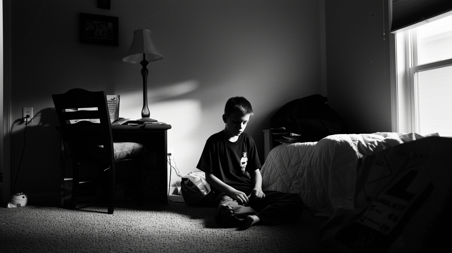 Un garçon solitaire dans une chambre | Source : Midjourney