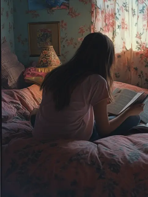 Un jeune fille sur un lit | Source : Midjourney