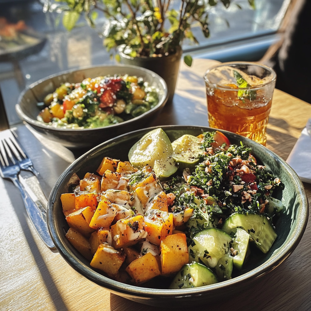 Deux repas végétariens sur une table | Source : Midjourney