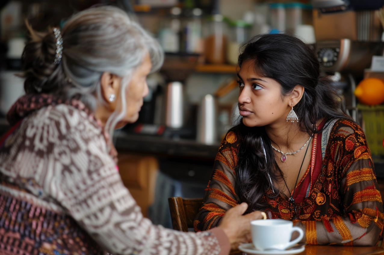 Deux femmes dans un café | Source : Midjourney