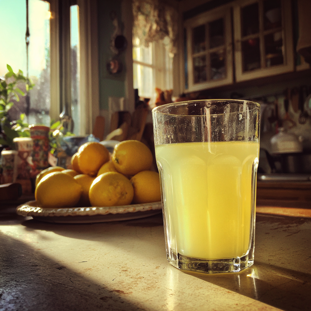 Un verre de limonade sur un comptoir | Source : Midjourney