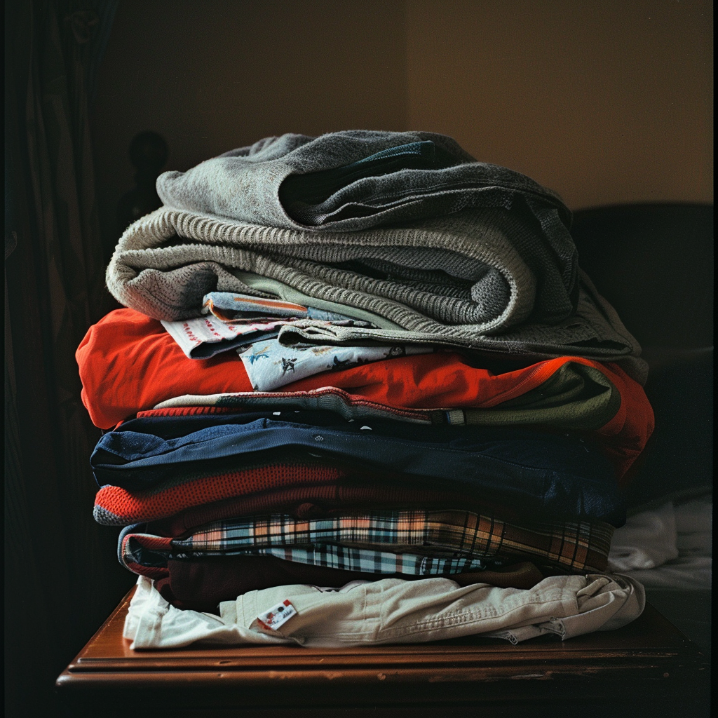 Une pile de vêtements | Source : Midjourney