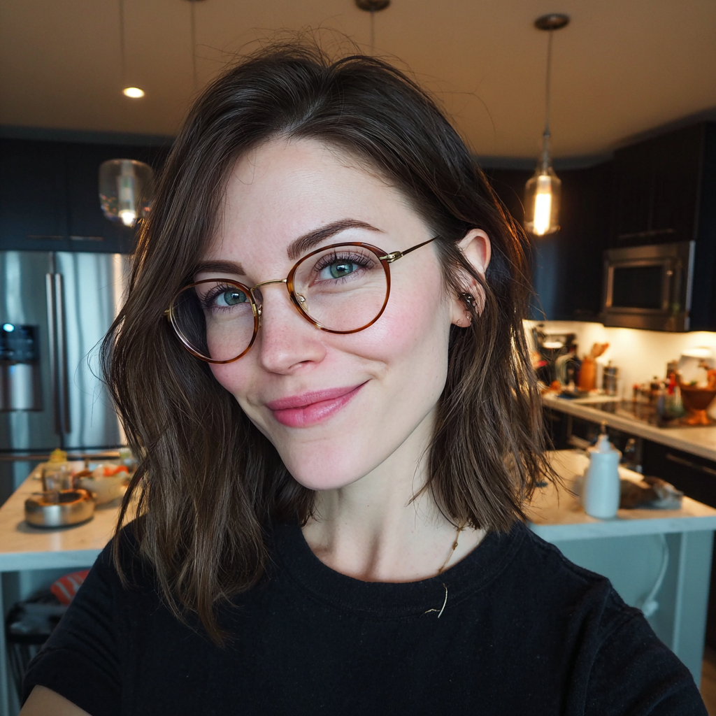 Une femme souriante debout dans une cuisine | Source : Midjourney