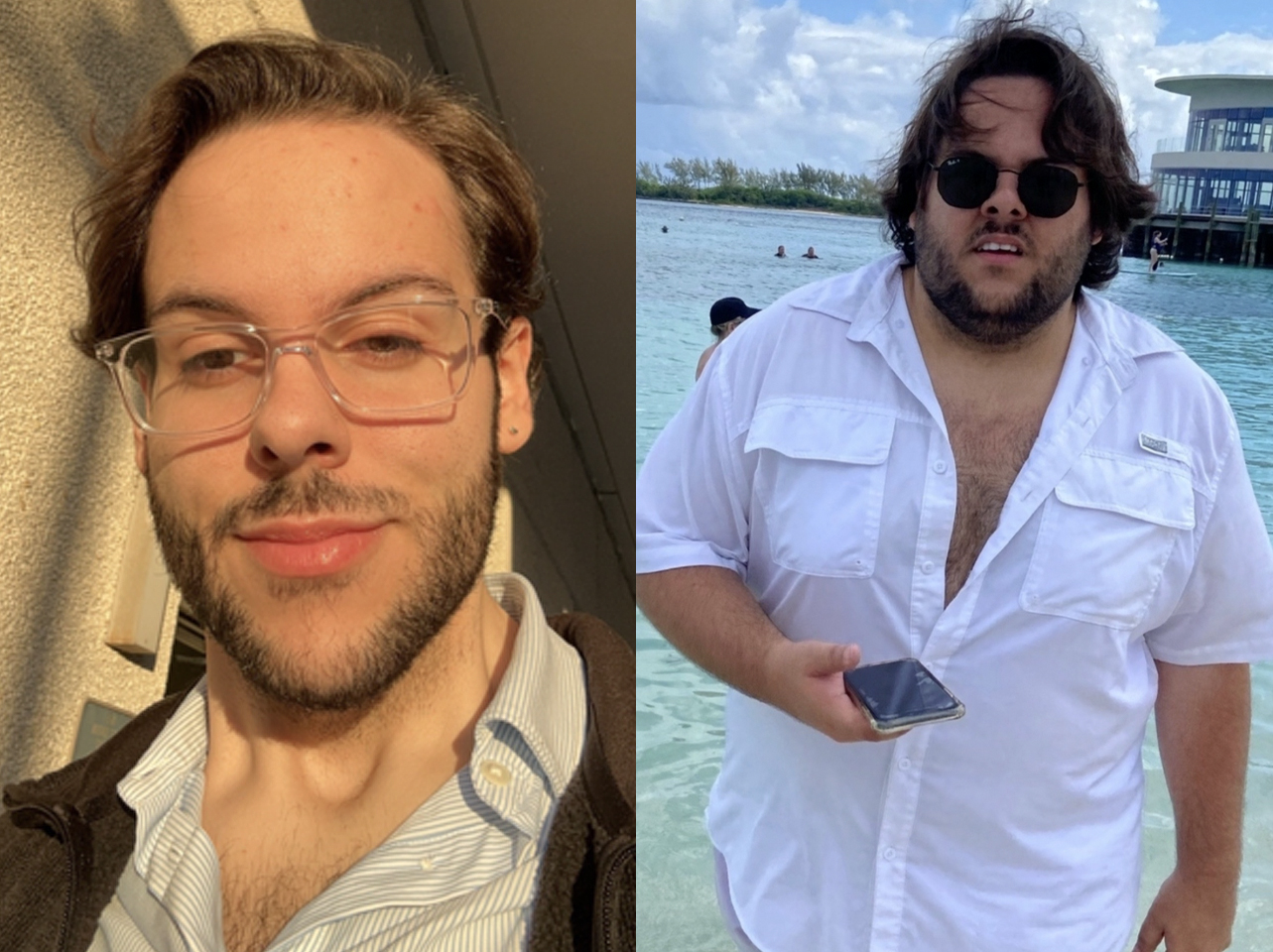 Photos avant et après d'un TikToker : célibataire ou en couple. | Source : TikTok/whothehellisalex